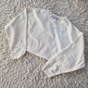 WeWoreWhat Cream Cropped Raw Hem Sweatshirt - XS